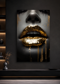 Molten Gold Lips — Black & Gold Wall Art