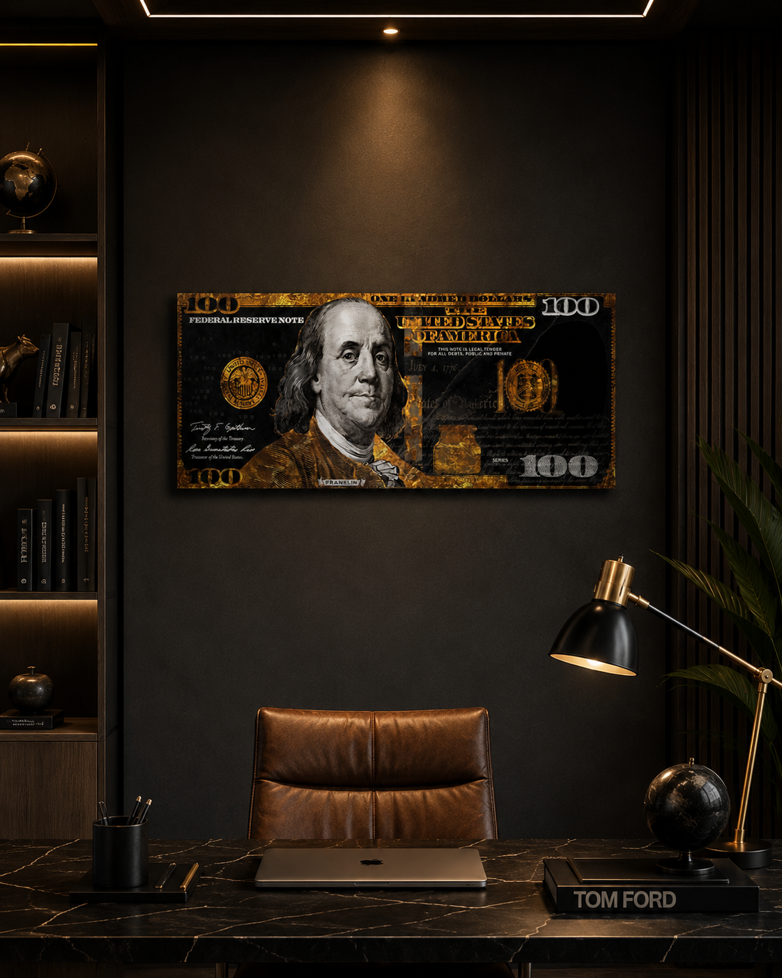 Golden Benjamin Franklin — Luxury Money Wall Art