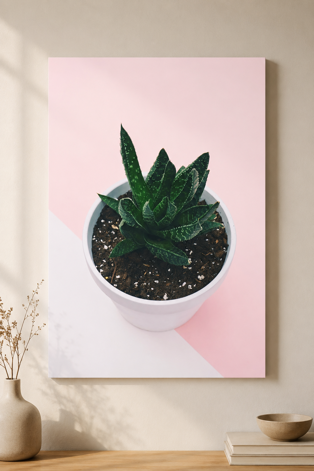 Blush Succulent — Modern Minimalist Wall Art