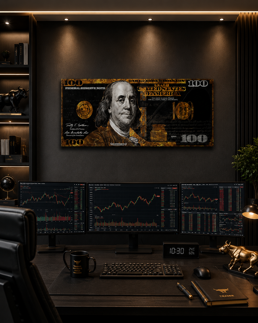 Golden Benjamin Franklin — Luxury Money Wall Art