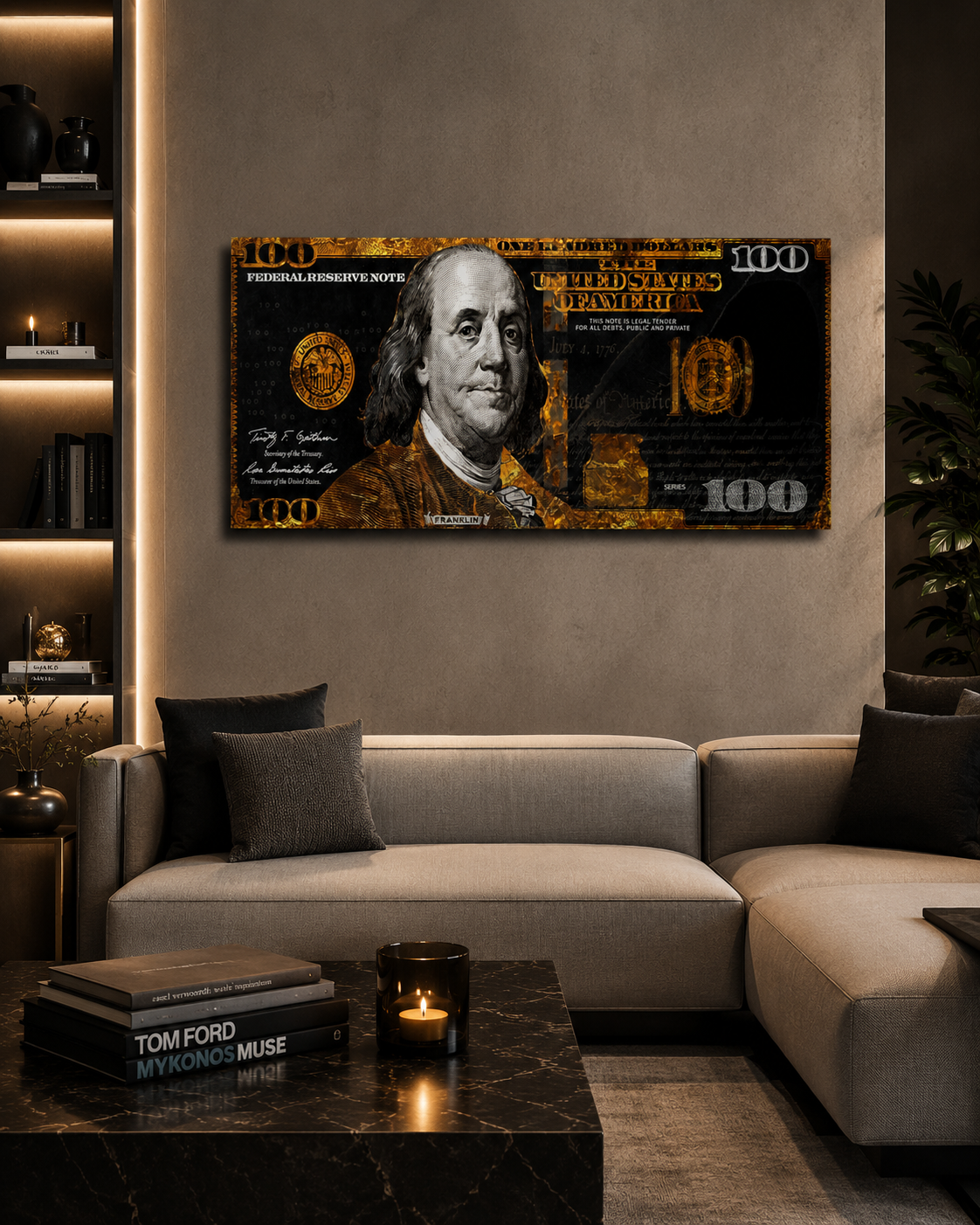 Golden Benjamin Franklin — Luxury Money Wall Art