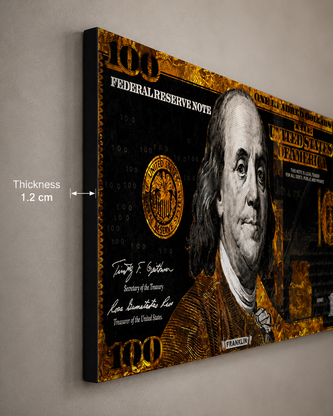 Golden Benjamin Franklin — Luxury Money Wall Art