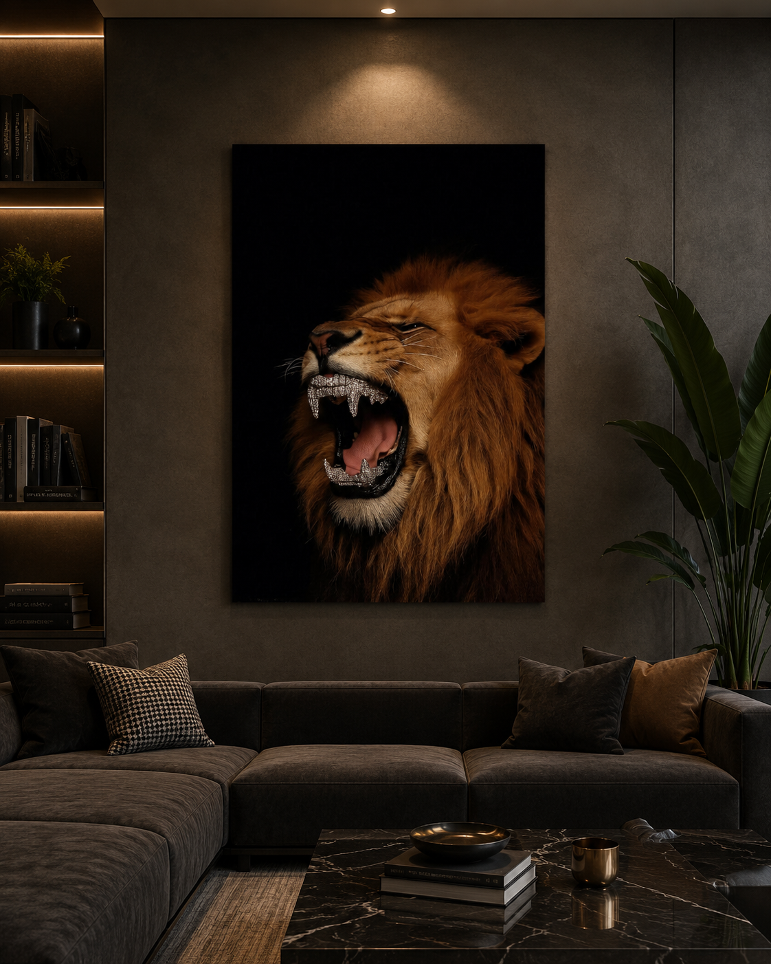 Roaring Lion — Black & Gold Luxury Wall Art