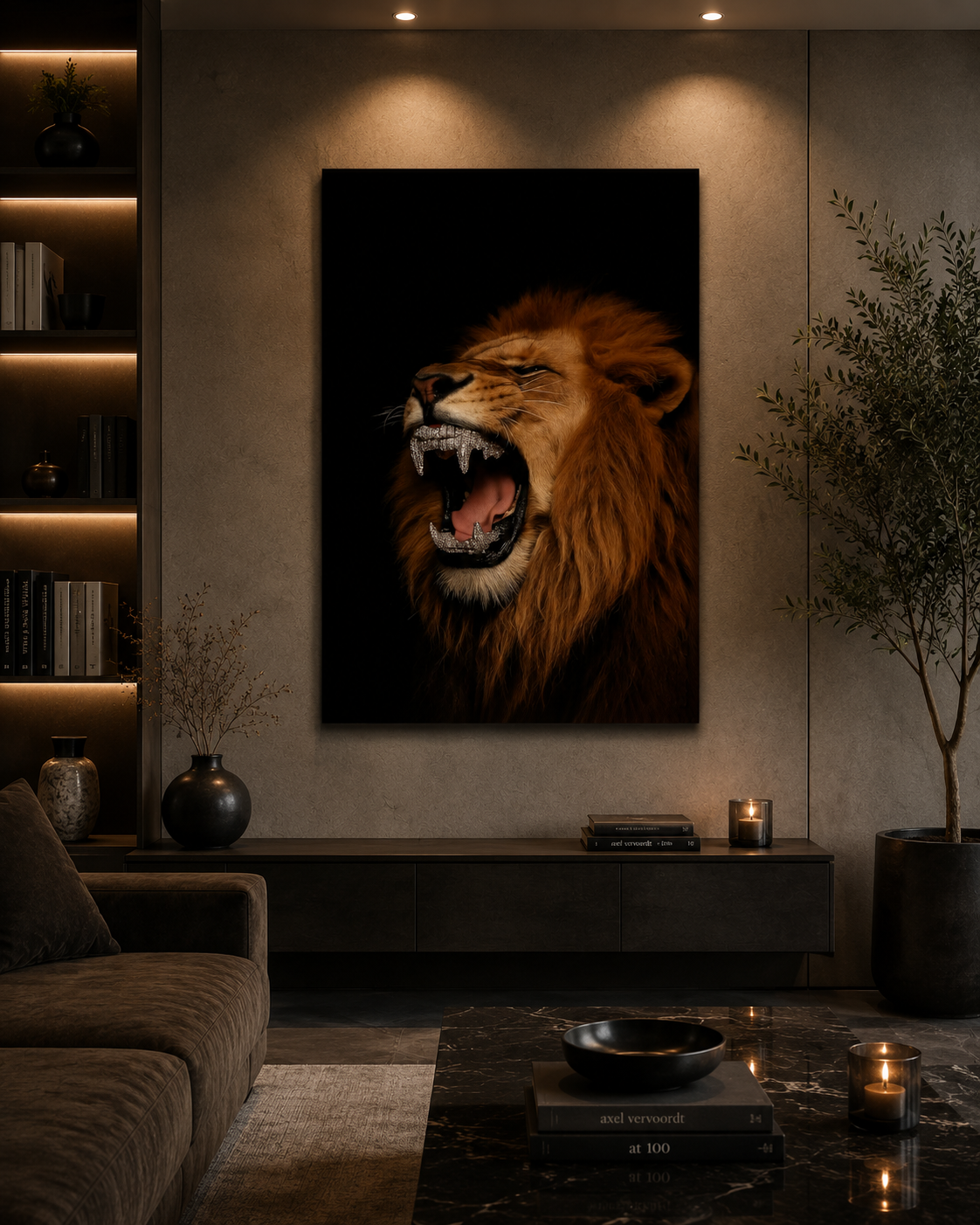 Roaring Lion — Black & Gold Luxury Wall Art