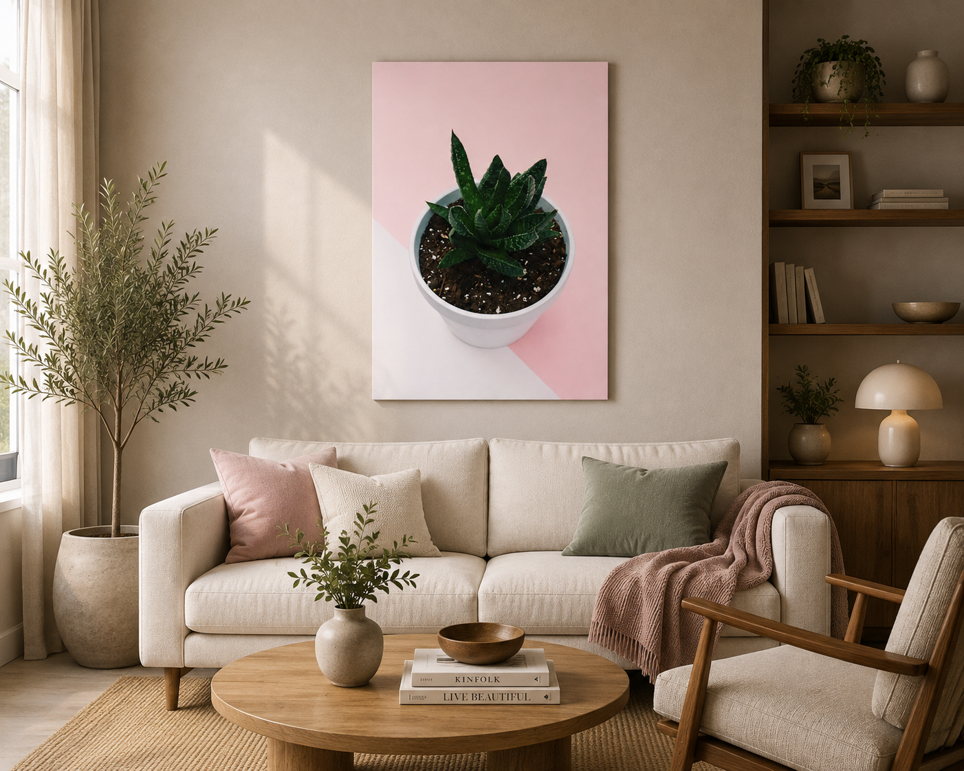 Blush Succulent — Modern Minimalist Wall Art