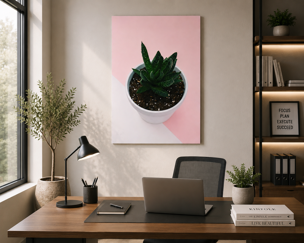 Blush Succulent — Modern Minimalist Wall Art