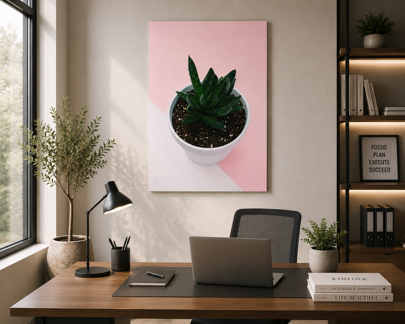 Blush Succulent — Modern Minimalist Wall Art