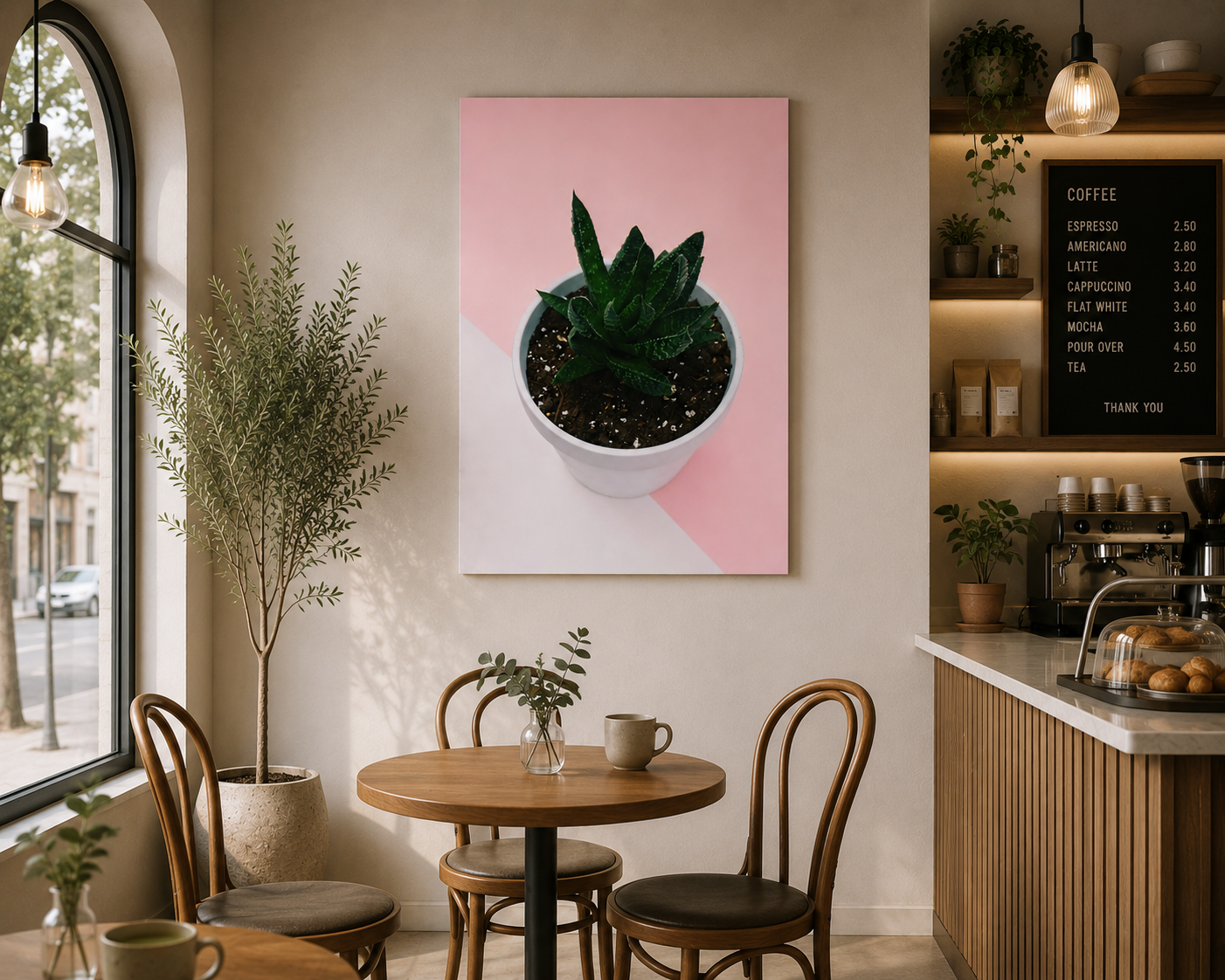 Blush Succulent — Modern Minimalist Wall Art
