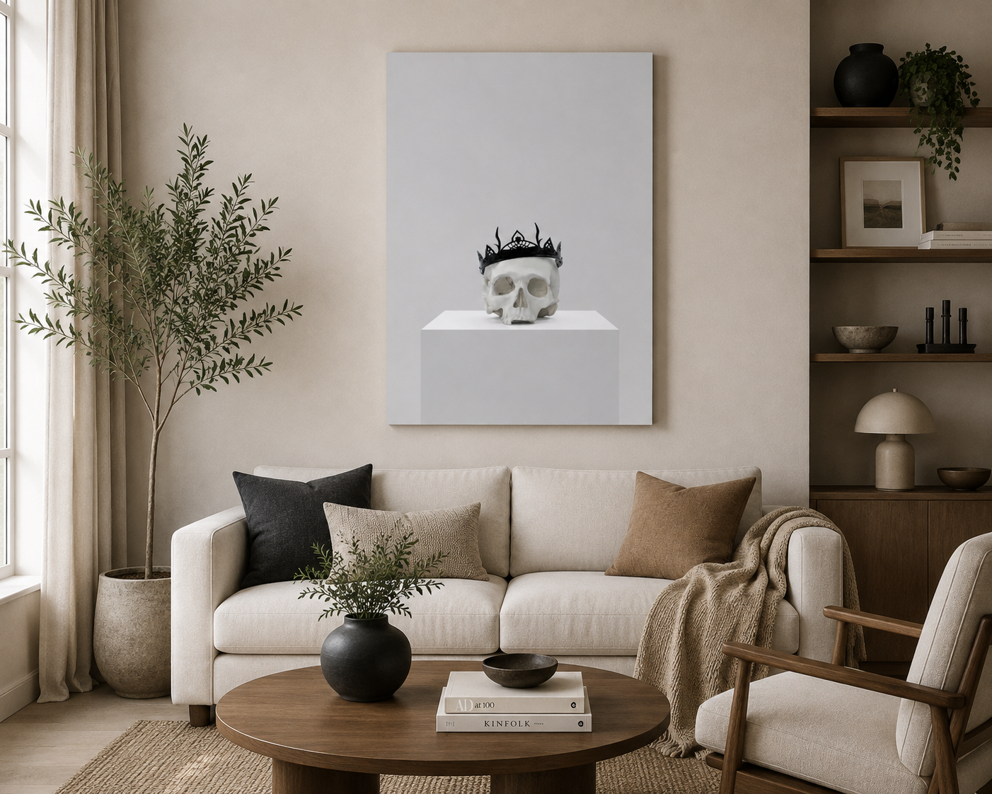 Crowned Skull — Gothic Minimalist Wall Art