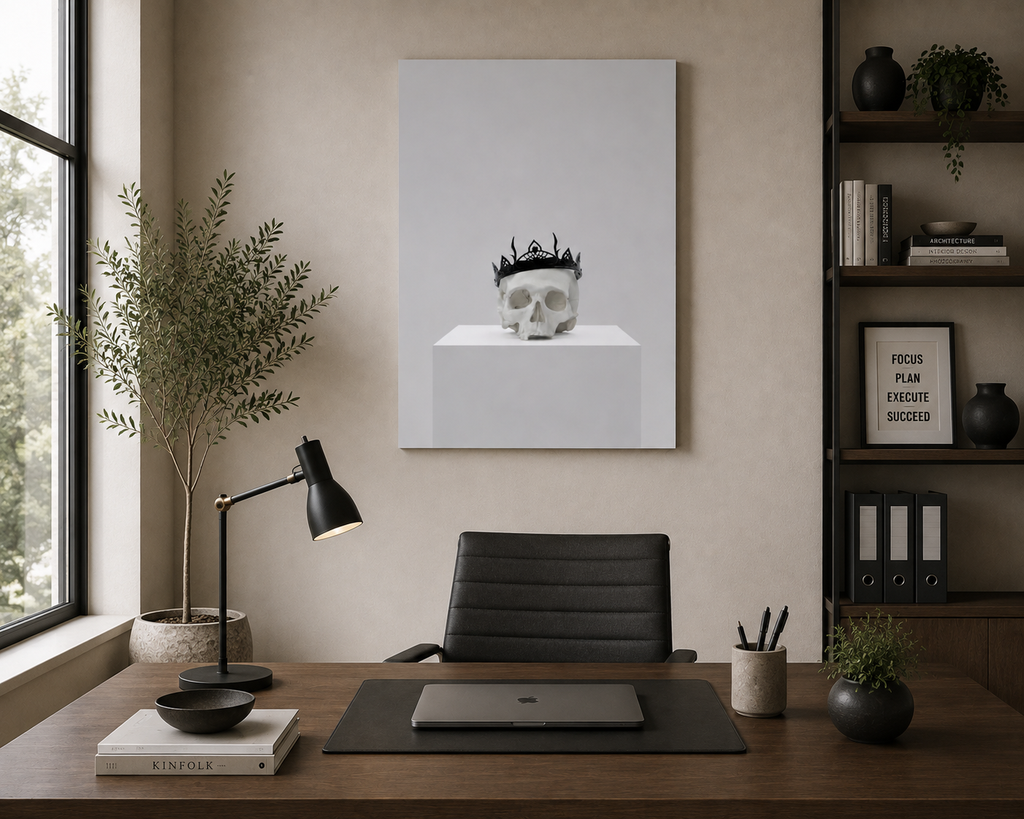 Crowned Skull — Gothic Minimalist Wall Art