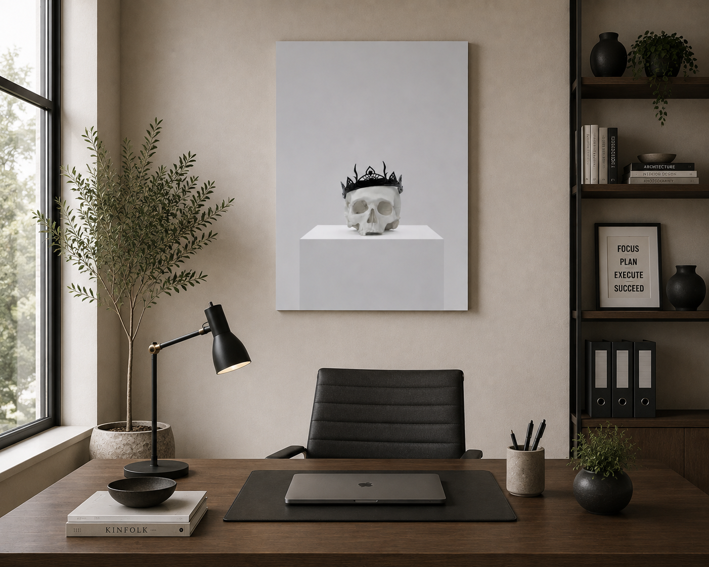 Crowned Skull — Gothic Minimalist Wall Art