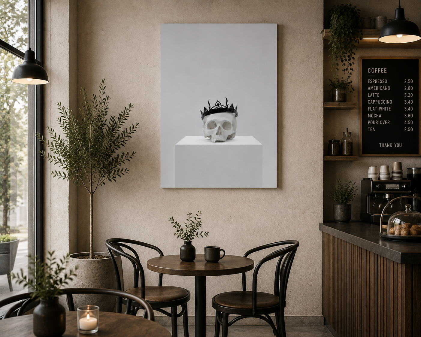 Crowned Skull — Gothic Minimalist Wall Art