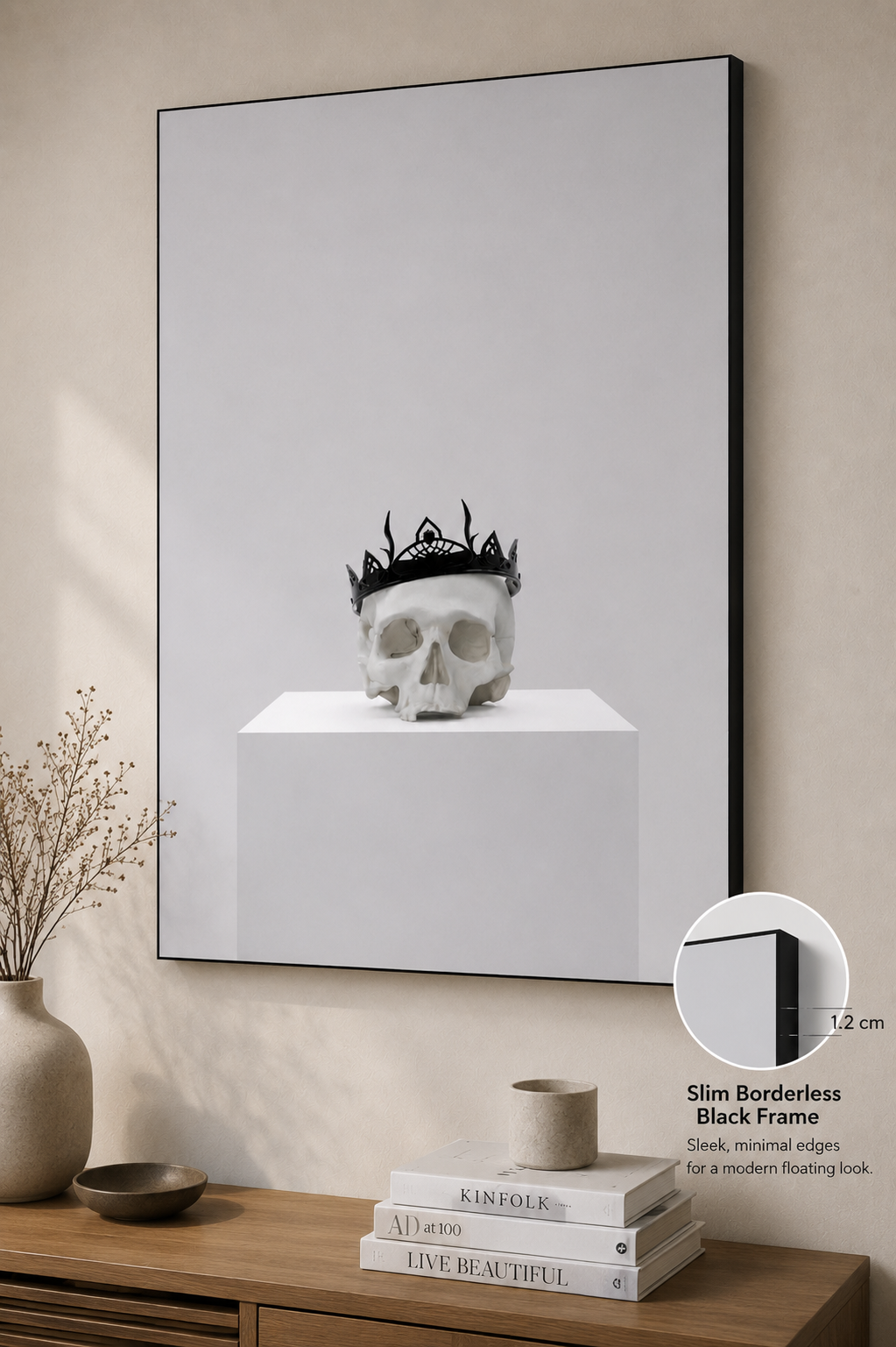 Crowned Skull — Gothic Minimalist Wall Art