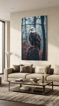 Bald eagle wall art in a luxury modern living room
