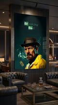 Breaking Bad inspired wall art displayed in an upscale lounge