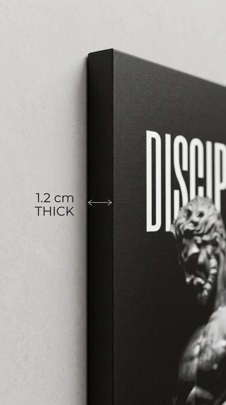 Discipline motivational wall art showing 1.2 cm thickness