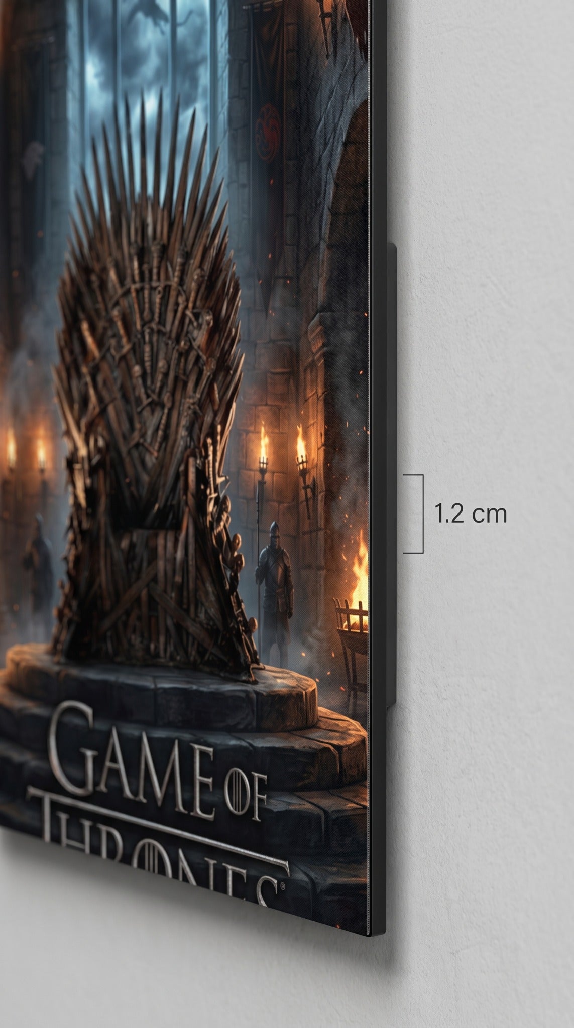 Game of Thrones Iron Throne poster shown in close-up with slim 1.2 cm profile