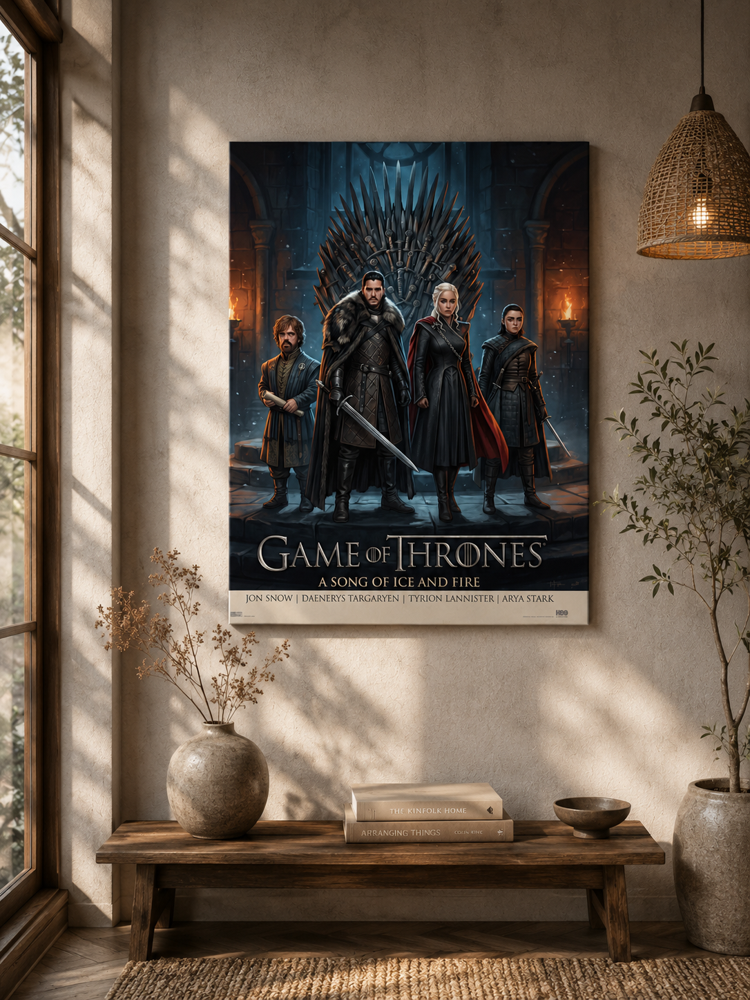 Game of Thrones Iron Throne wall art displayed in an aesthetic interior