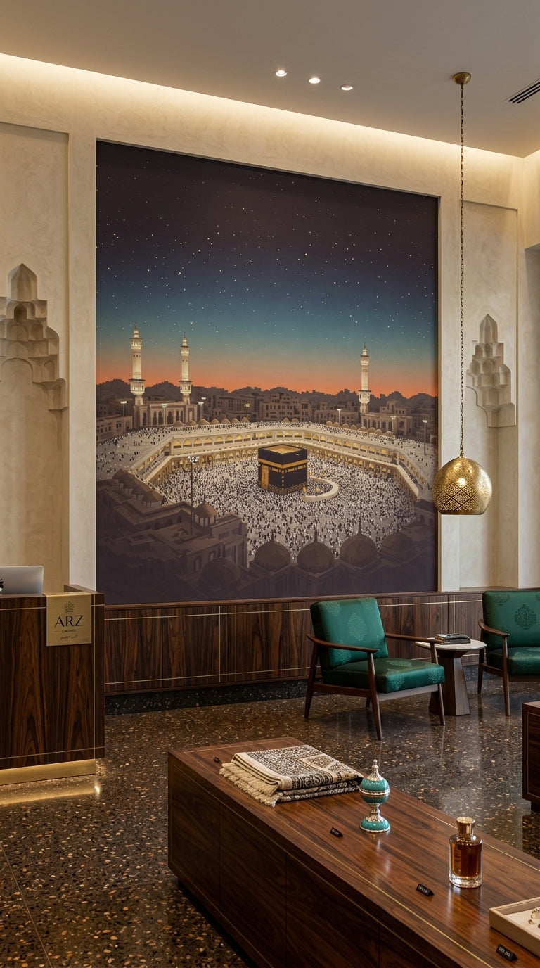 Kaaba Makkah Islamic wall art in an elegant interior